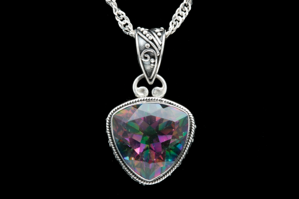 Sterling Silver and Mystic Quartz Pendant with Chain