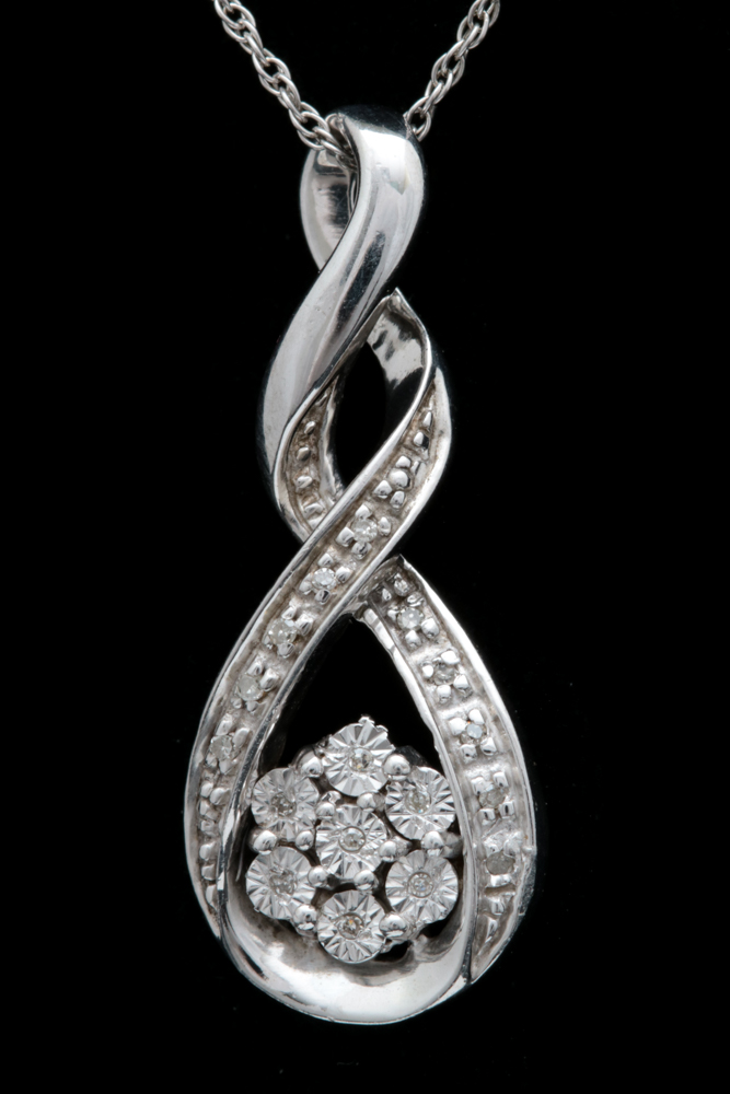Sterling Silver and Diamond Pendant with Chain