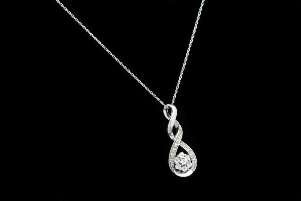 Sterling Silver and Diamond Pendant with Chain