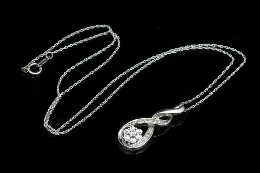 Sterling Silver and Diamond Pendant with Chain