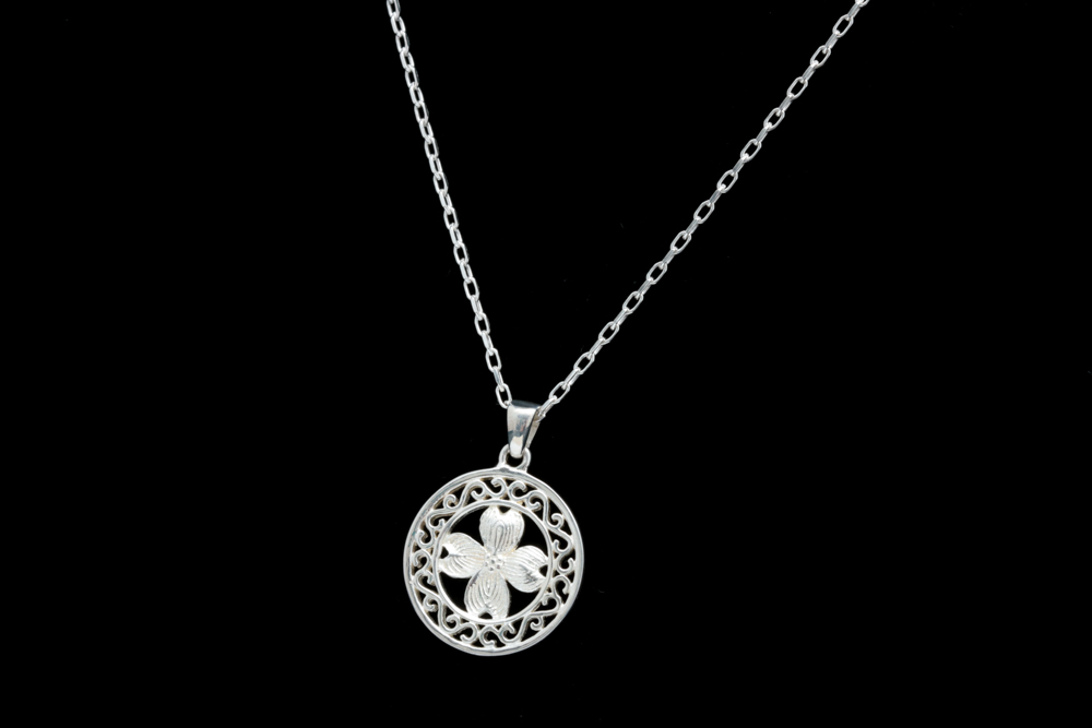Sterling Silver Four Leaf Clover Pendant with Chain