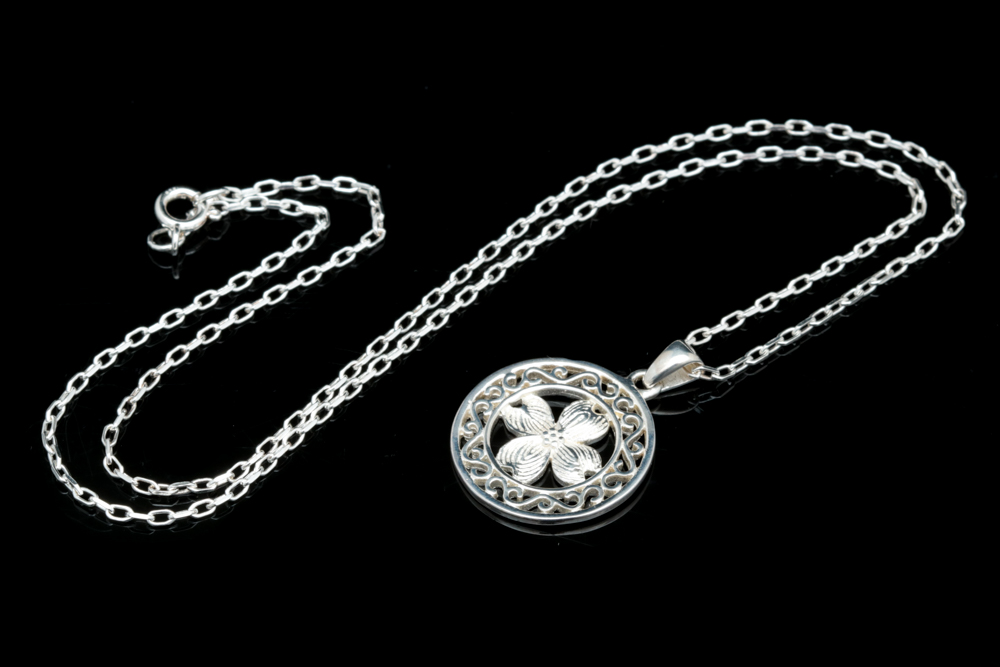 Sterling Silver Four Leaf Clover Pendant with Chain