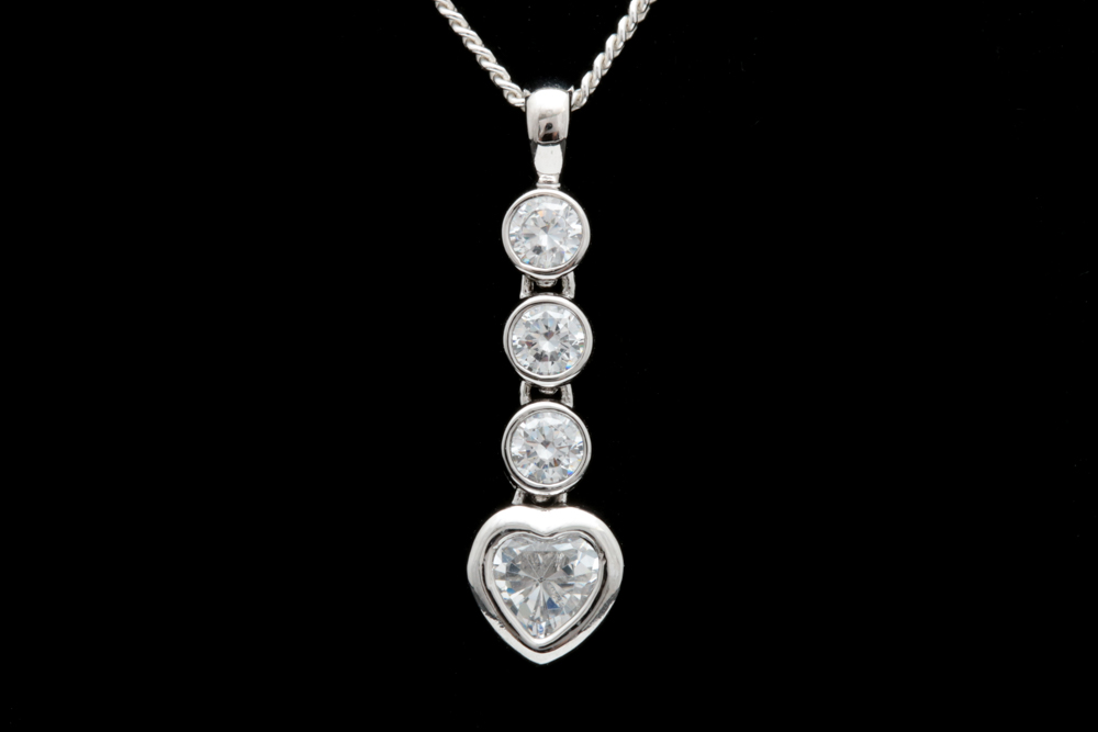 Sterling Silver and Cubic Zirconia Pendant with Chain