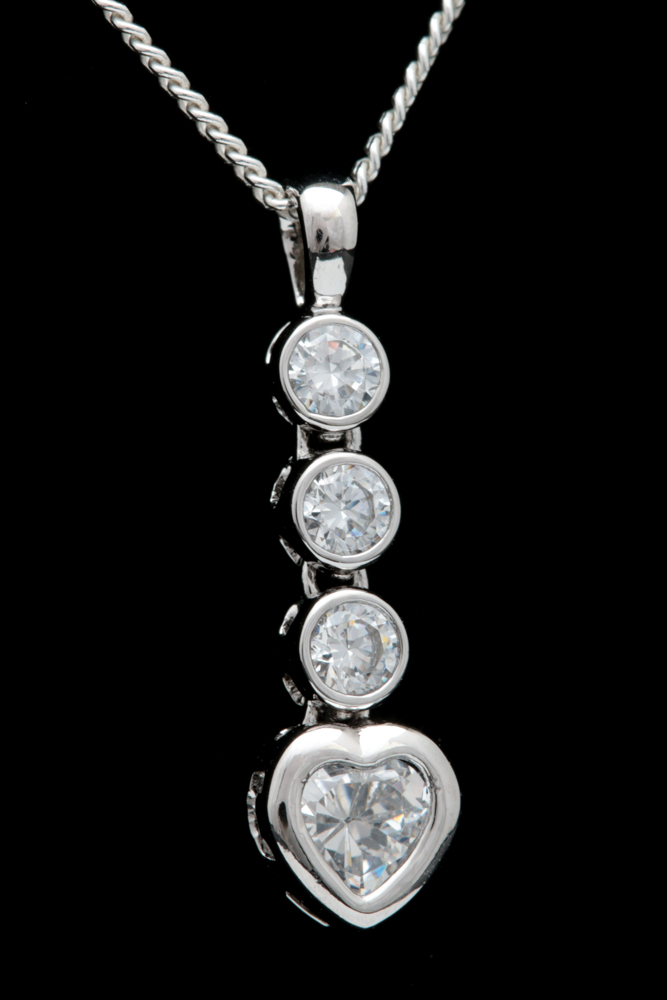Sterling Silver and Cubic Zirconia Pendant with Chain