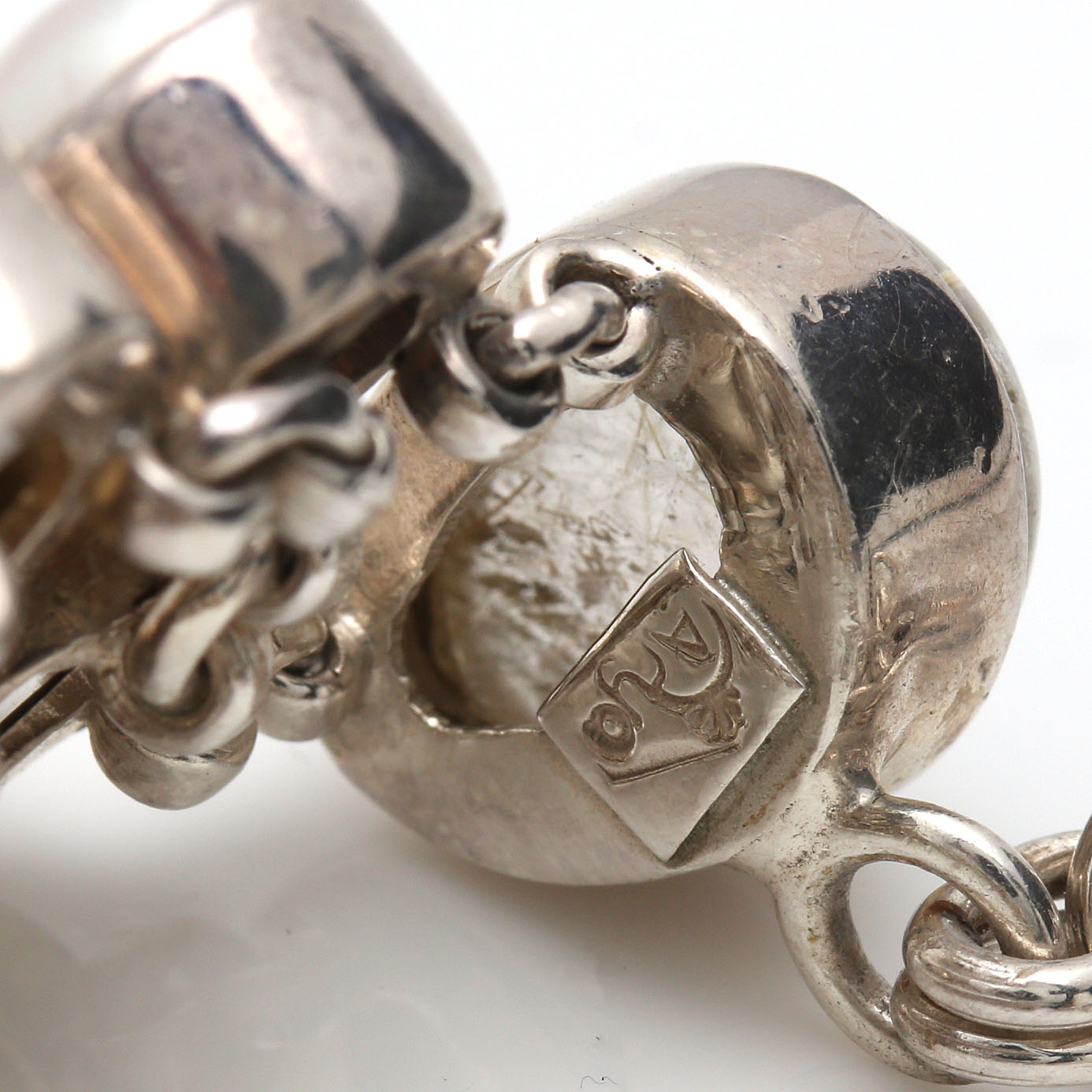 Sterling Silver Cultured Pearl, Citrine and Rutilated Quartz Bracelet