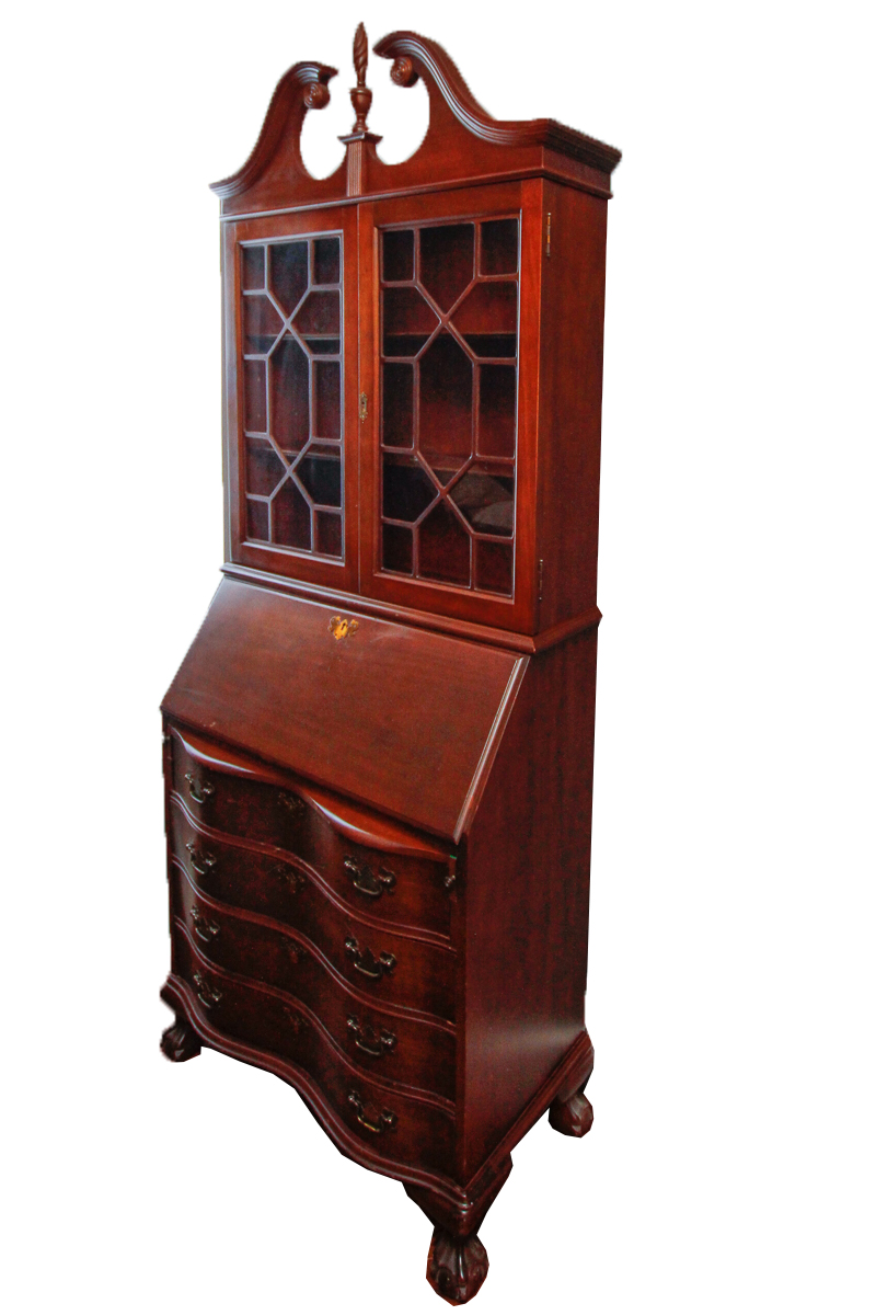 Vintage Mahogany Chippendale Style Secretary Desk