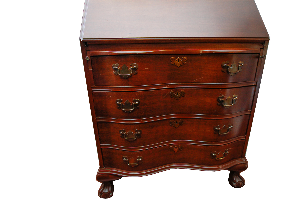 Vintage Mahogany Chippendale Style Secretary Desk