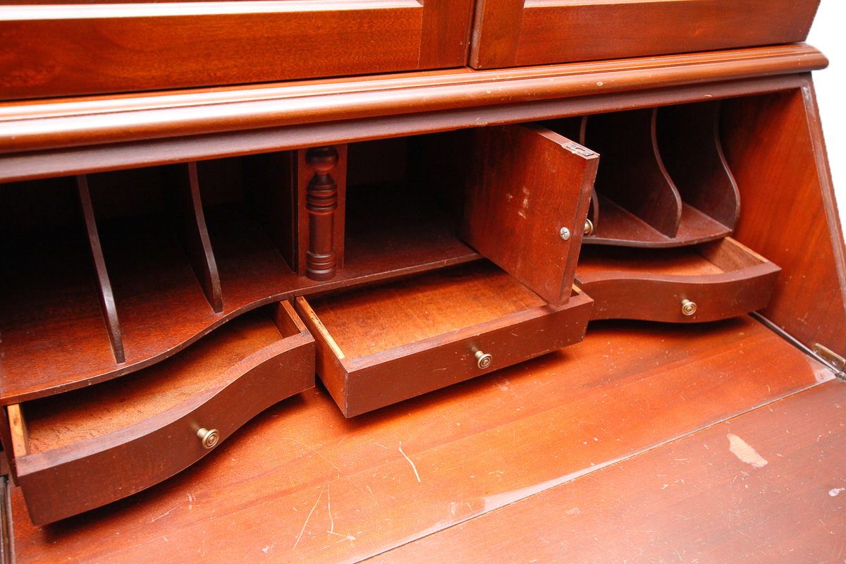 Vintage Mahogany Chippendale Style Secretary Desk