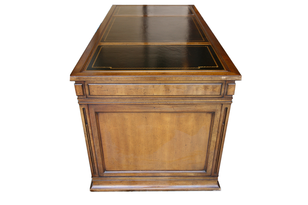 Vintage Walnut Leather Top Executive Desk by Sligh