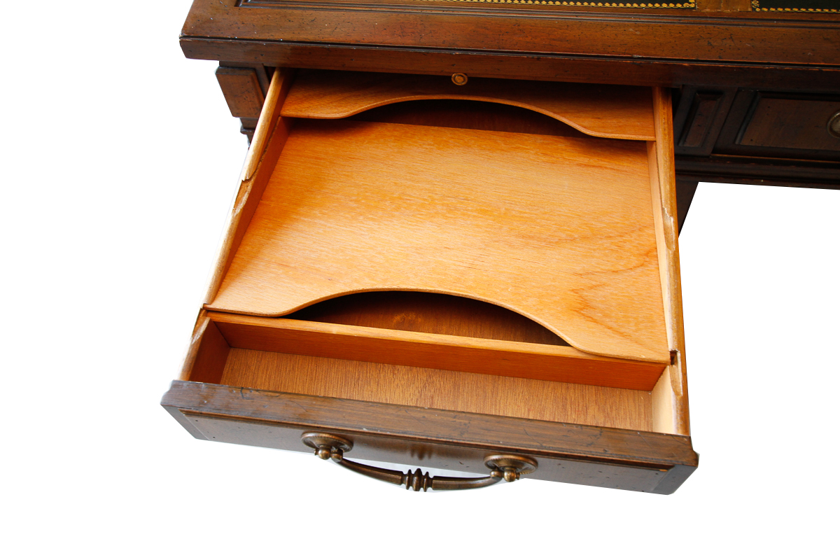 Vintage Walnut Leather Top Executive Desk by Sligh