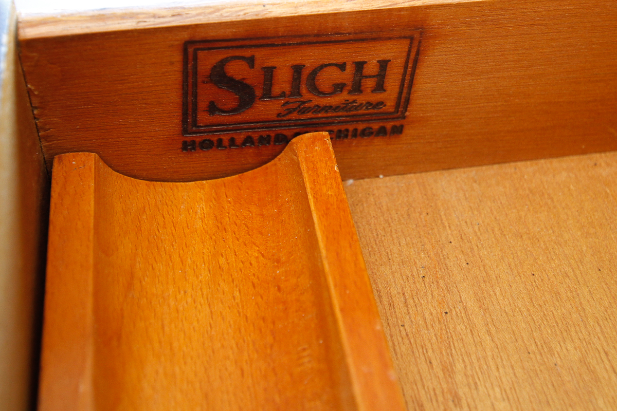 Vintage Walnut Leather Top Executive Desk by Sligh