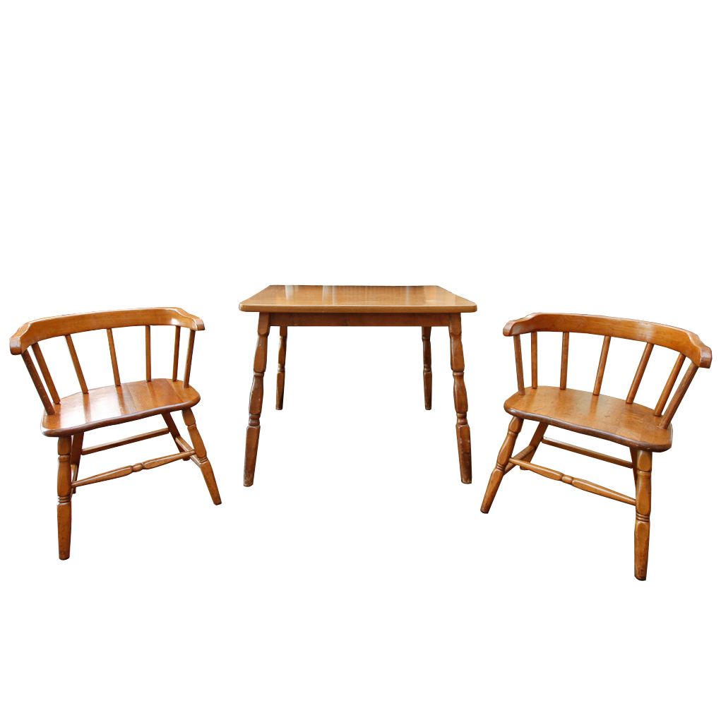 Vintage Wooden Children's Table and Chairs