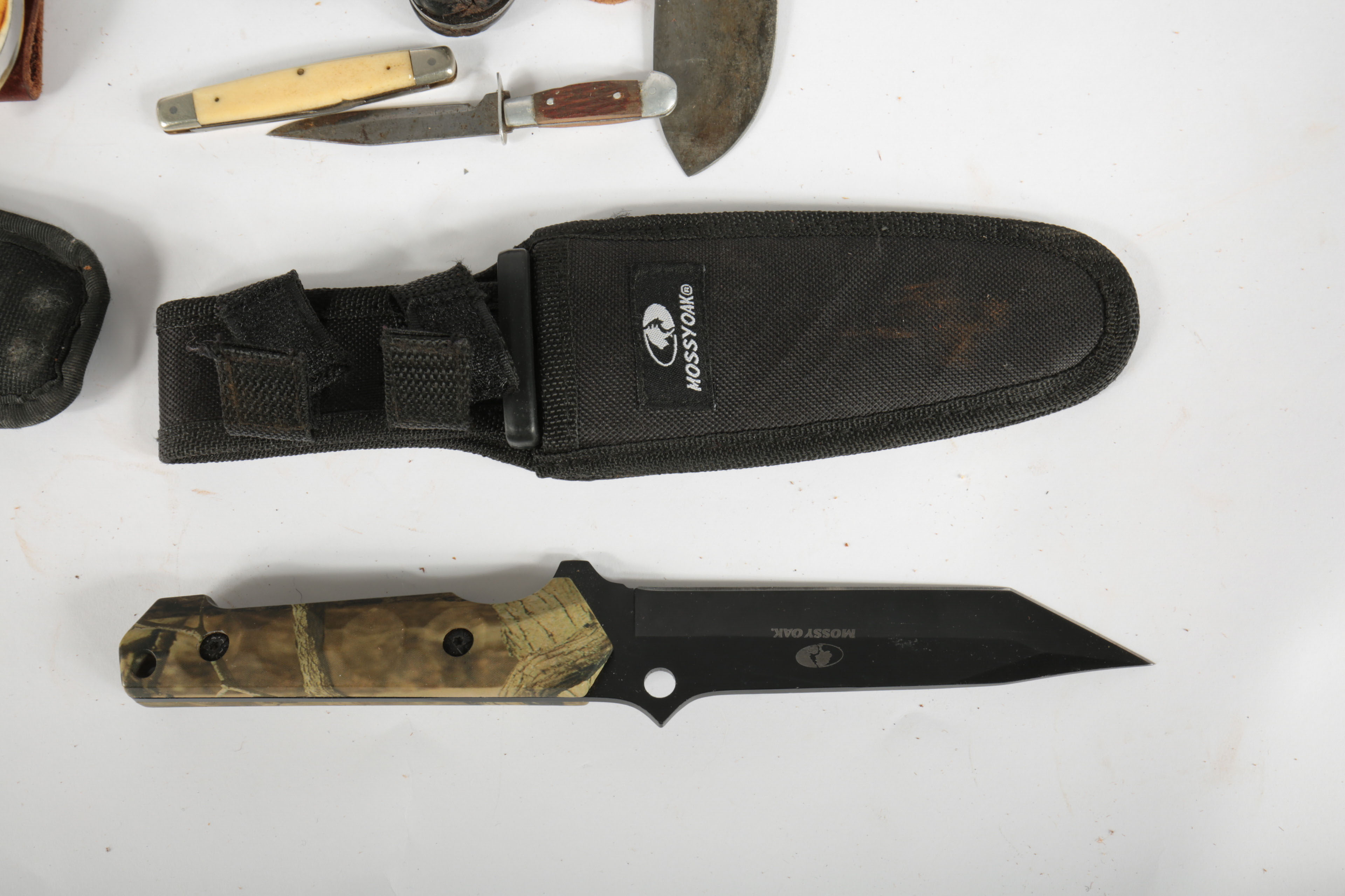 Large Collection of Fixed Blade Knives and a Folding Knife