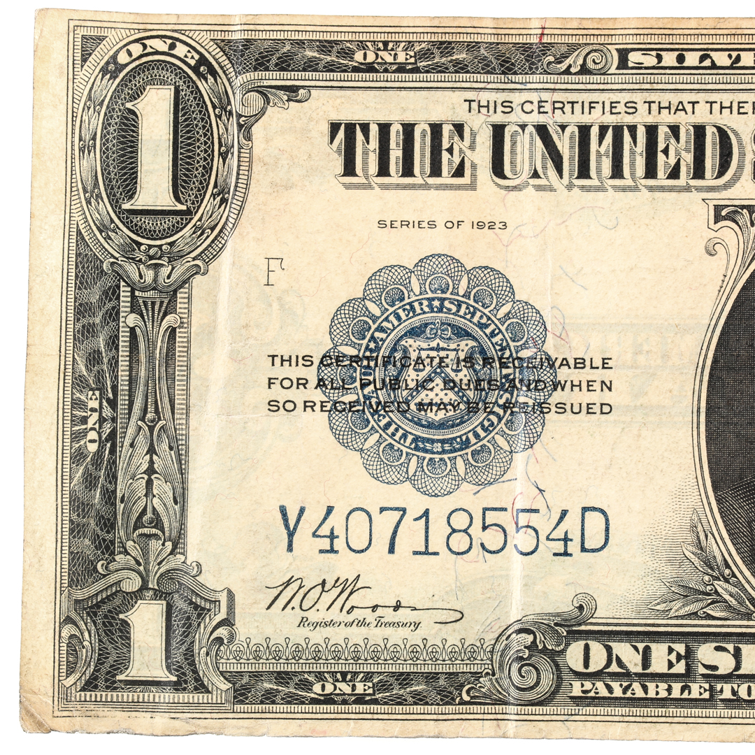 1923 'Horse Blanket' One-Dollar Silver Certificate and Fractional Currency