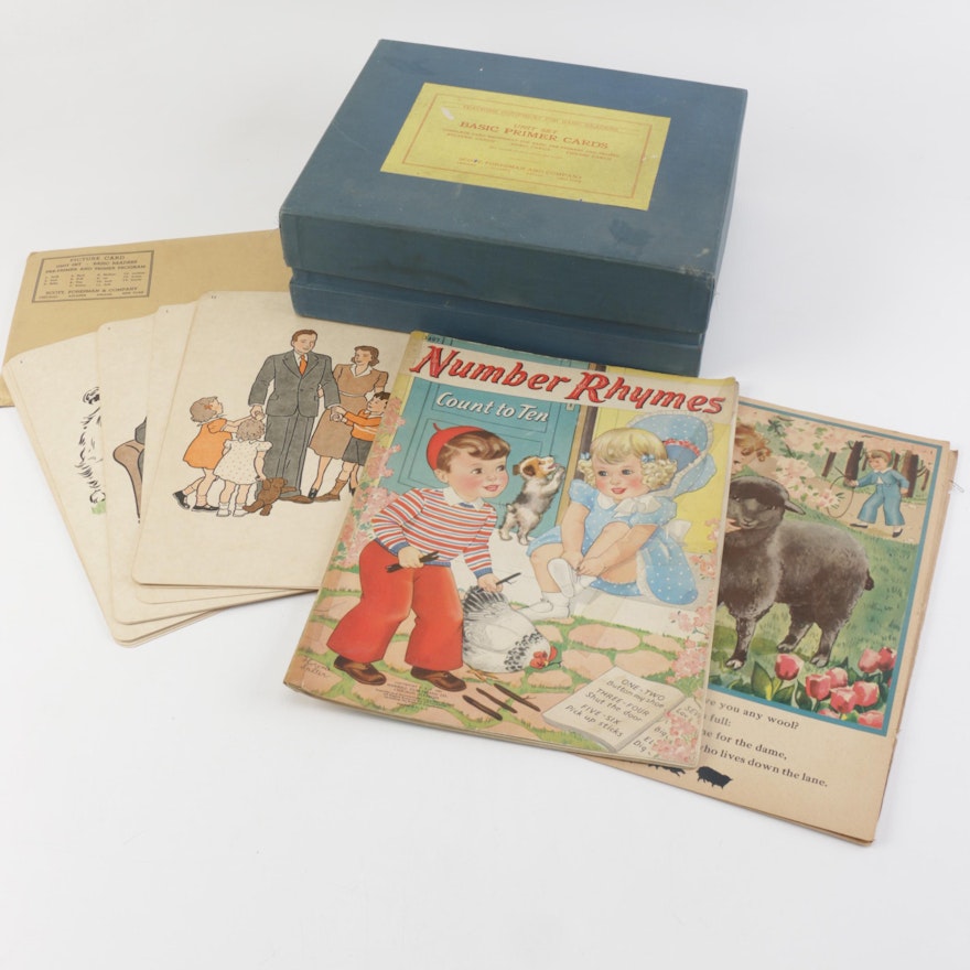 Vintage Primer Cards and "Number Rhymes" Counting Book