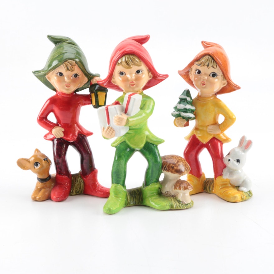 Vintage Christmas Elf Figurines