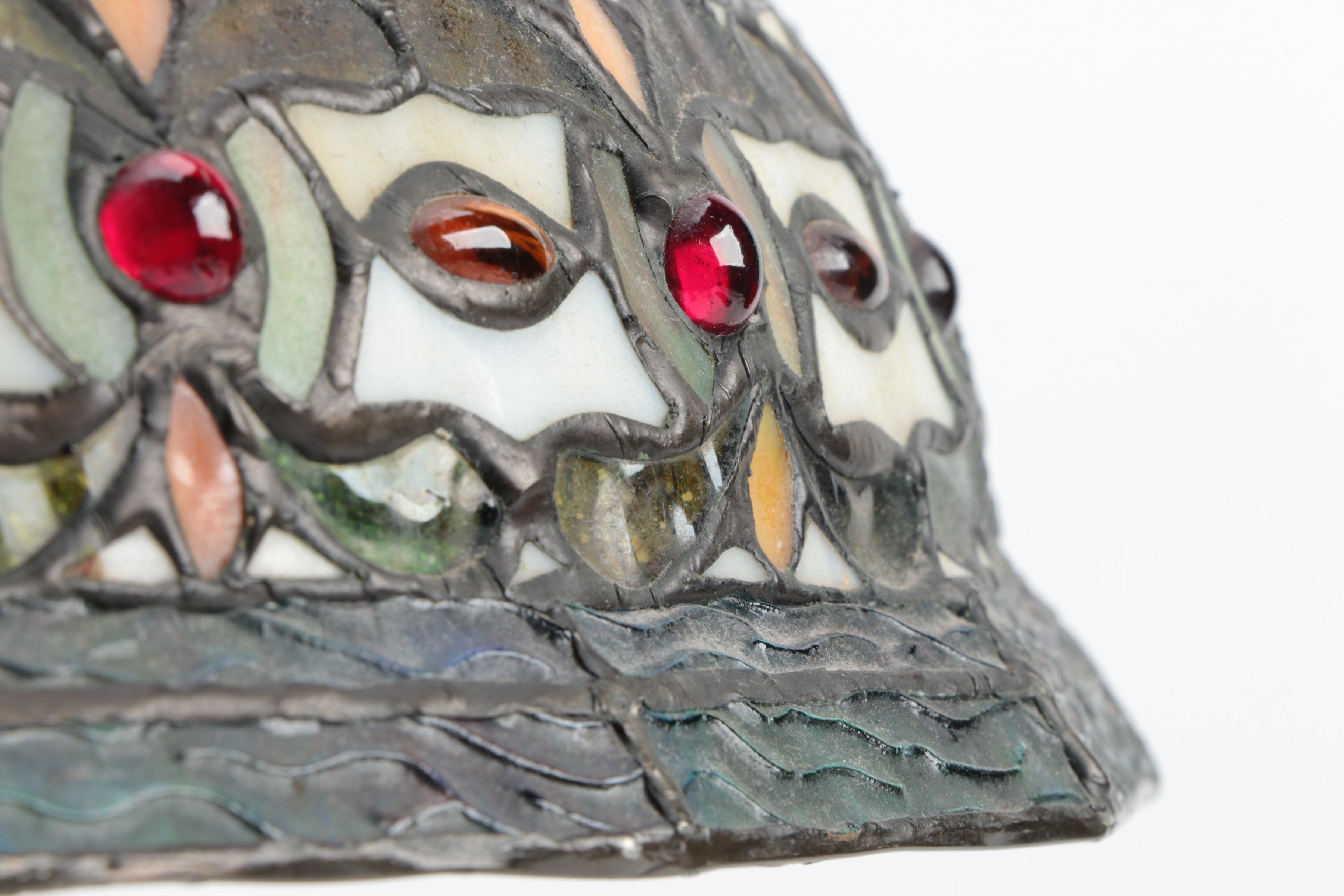 Arts and Crafts Style Table Lamp with Slag Glass Shade