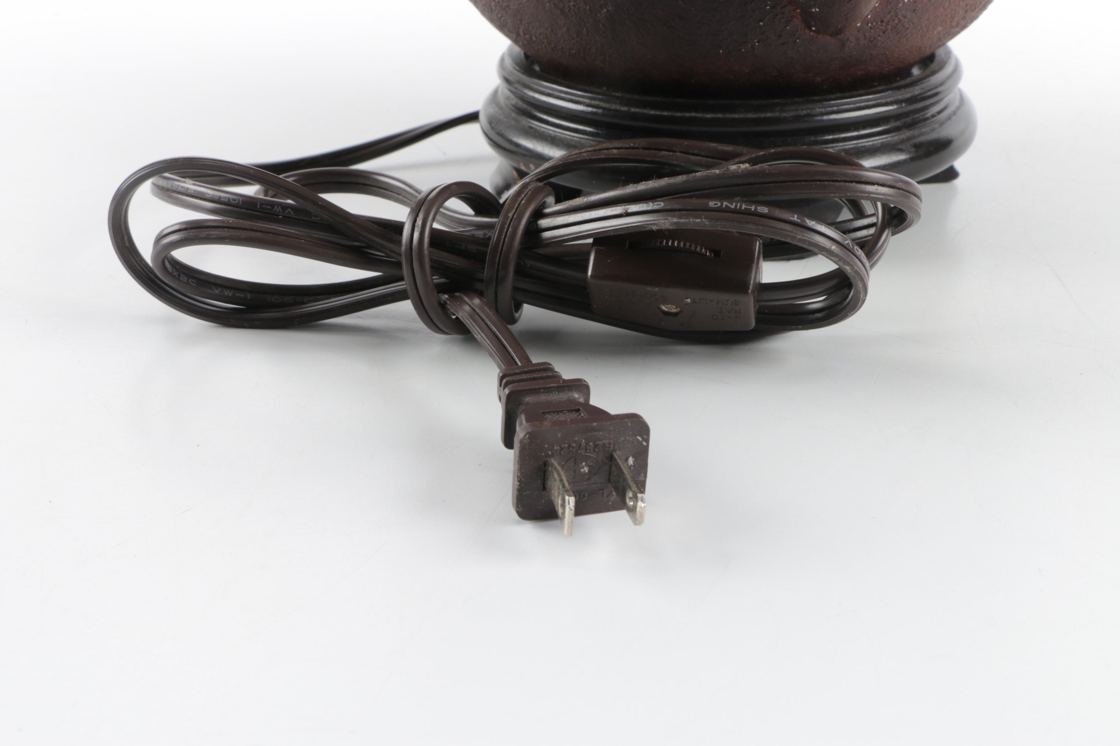 Arts and Crafts Style Table Lamp with Slag Glass Shade