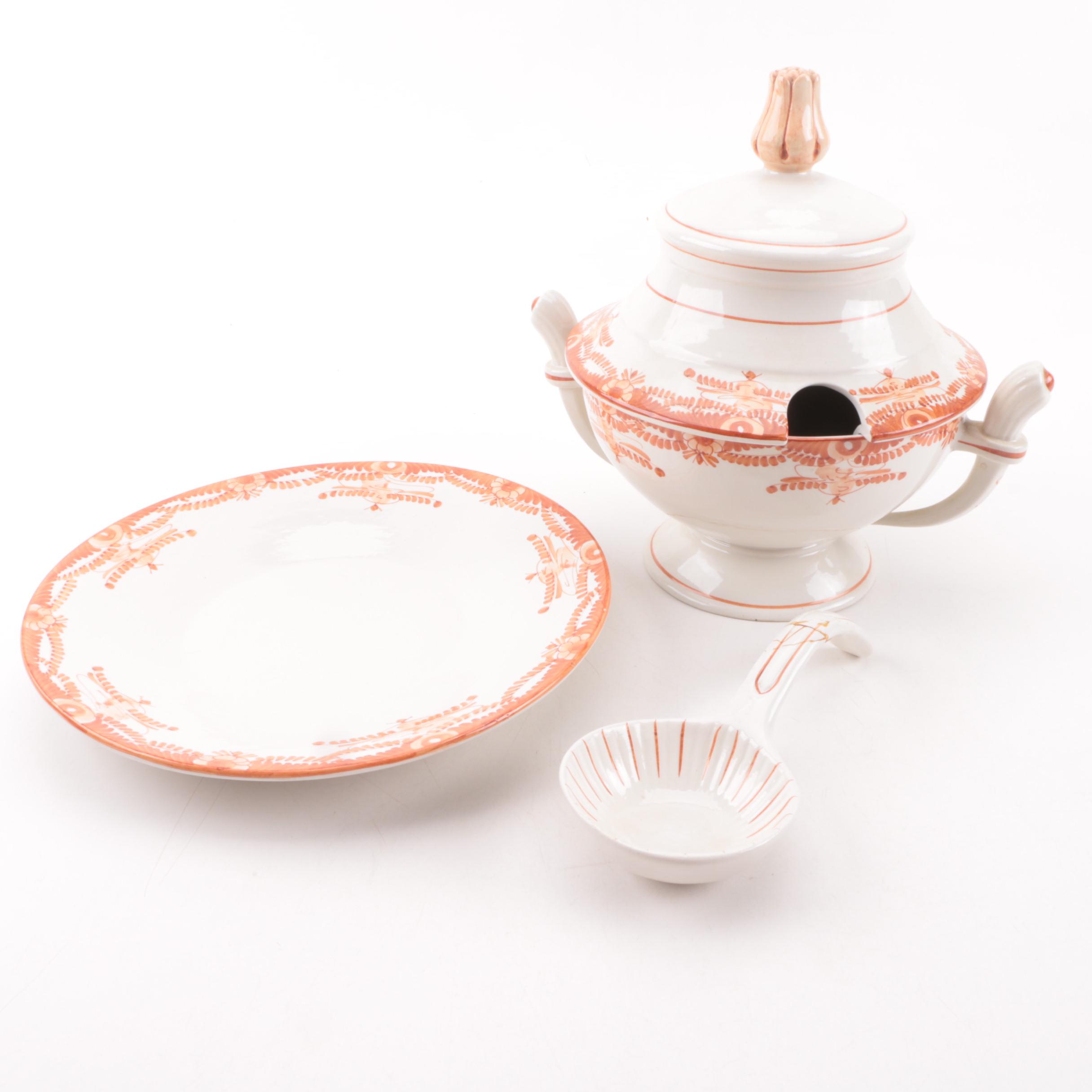 Soup Tureen, Ladle and Platter