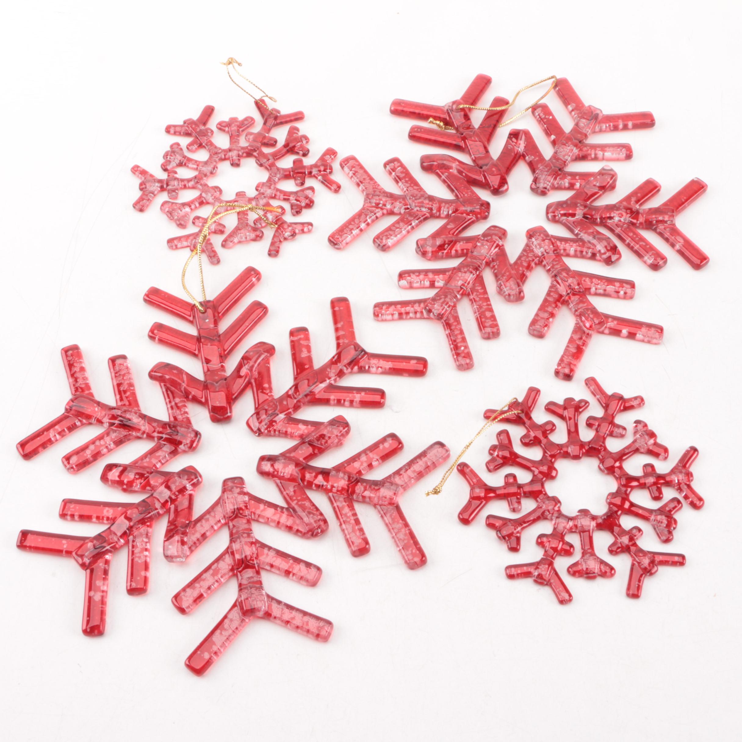 Restoration Hardware Red Snowflake Ornaments