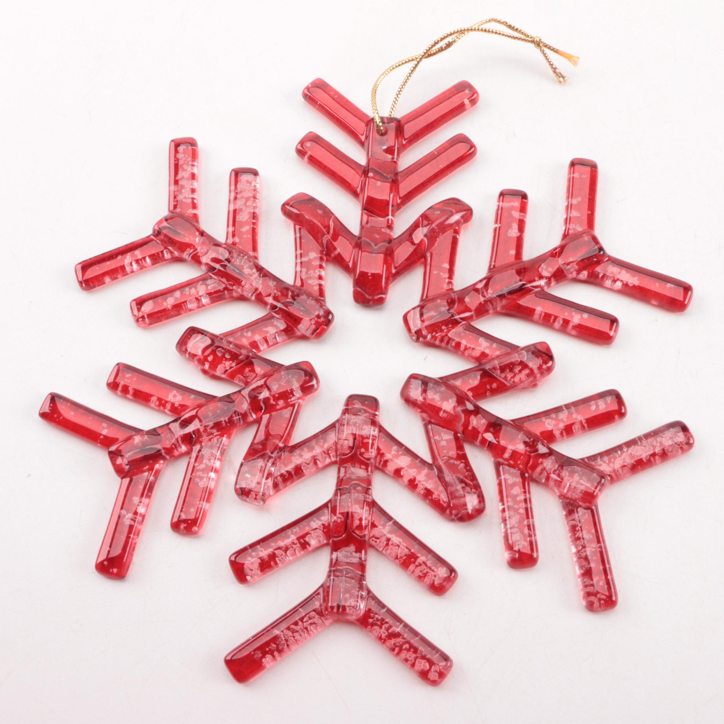 Restoration Hardware Red Snowflake Ornaments