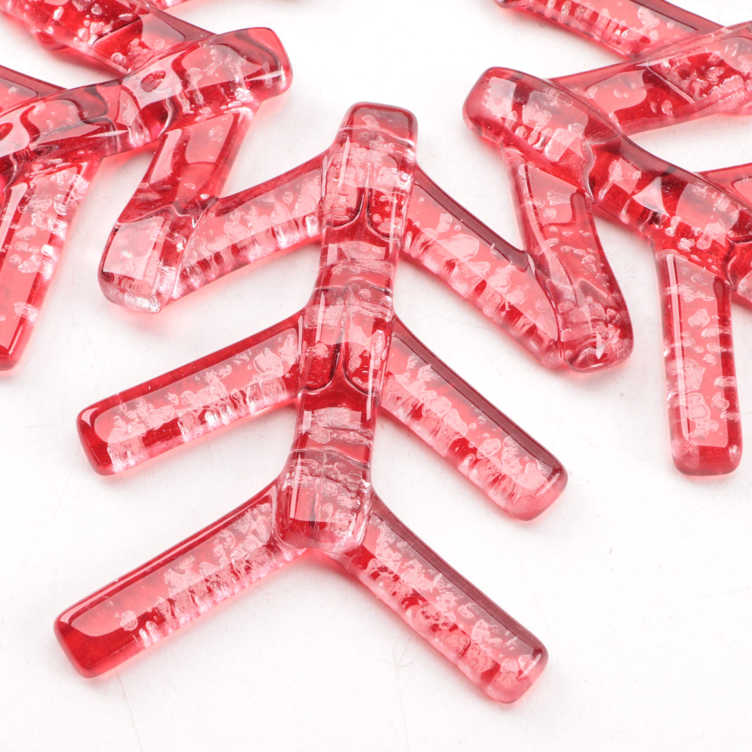 Restoration Hardware Red Snowflake Ornaments