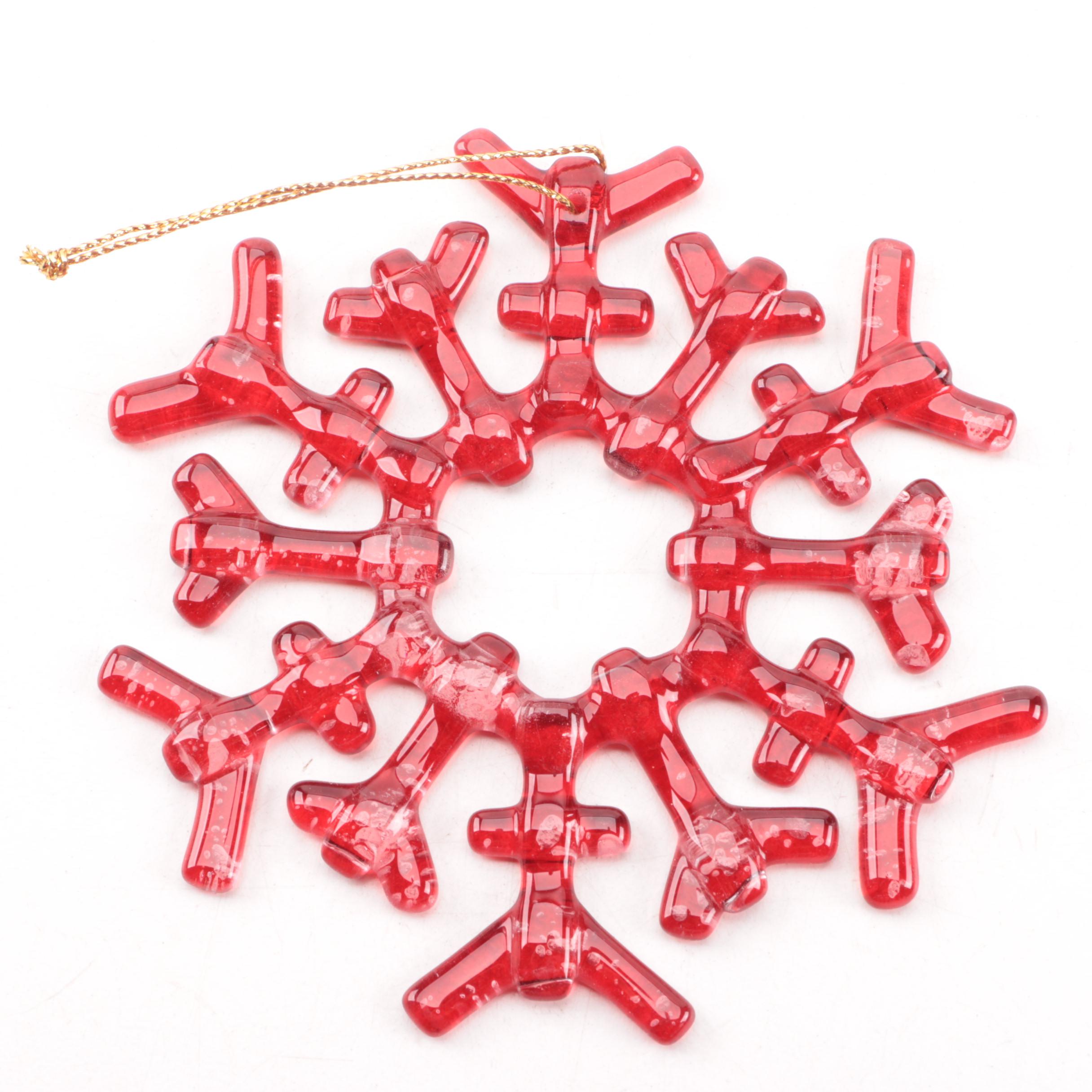 Restoration Hardware Red Snowflake Ornaments