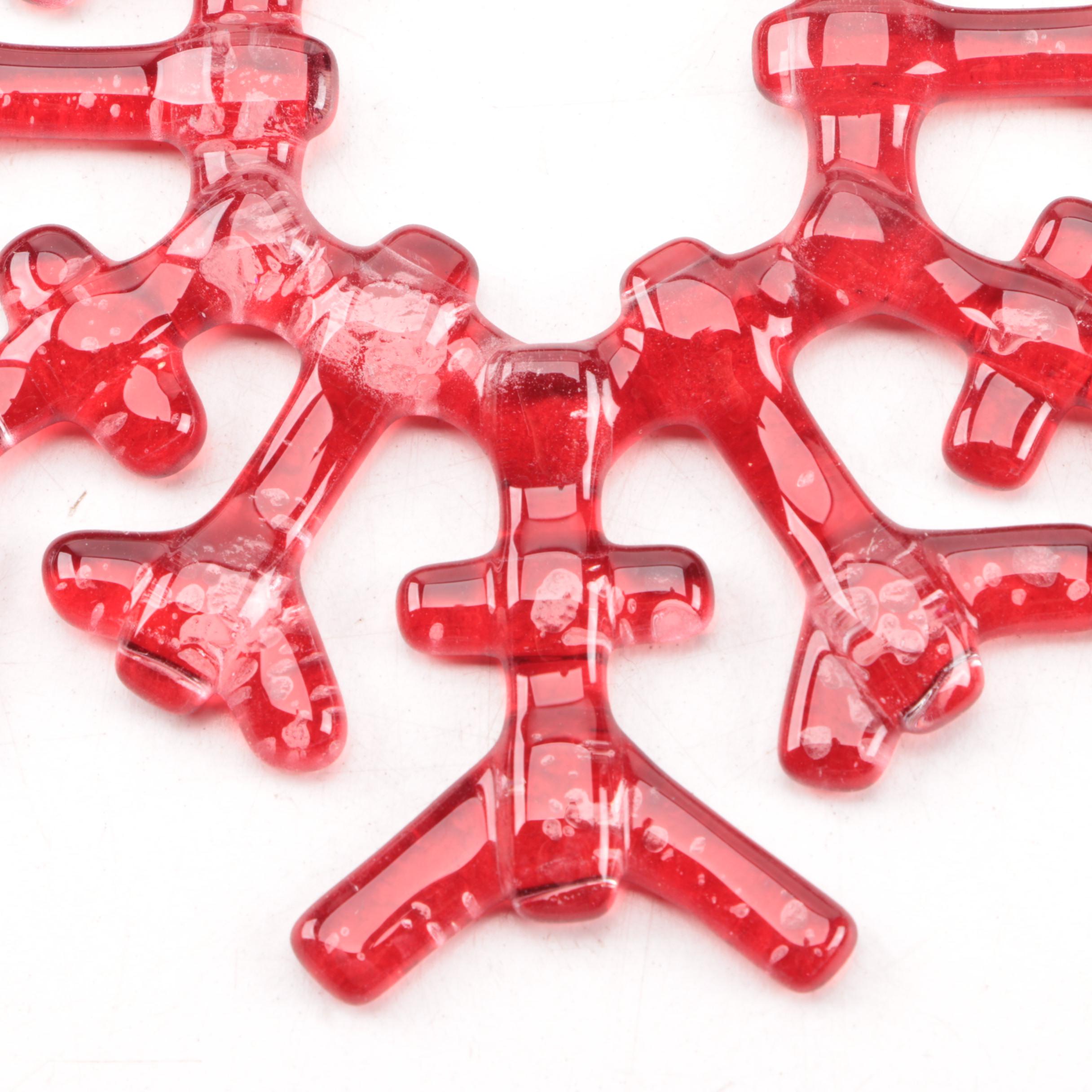 Restoration Hardware Red Snowflake Ornaments