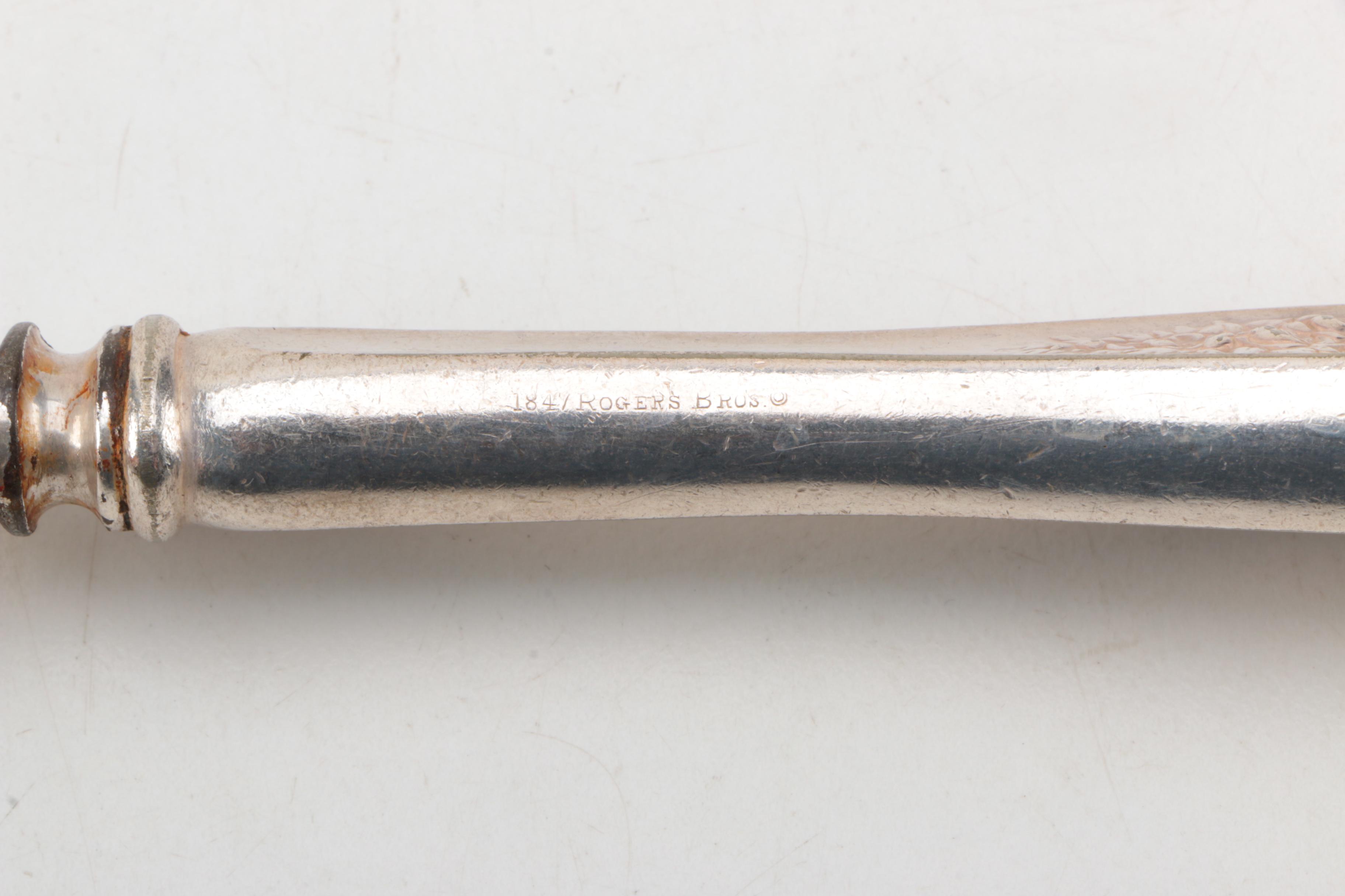 1847 Rogers "Old Colony" Silver Plate Knives with Other Silver Plate Flatware