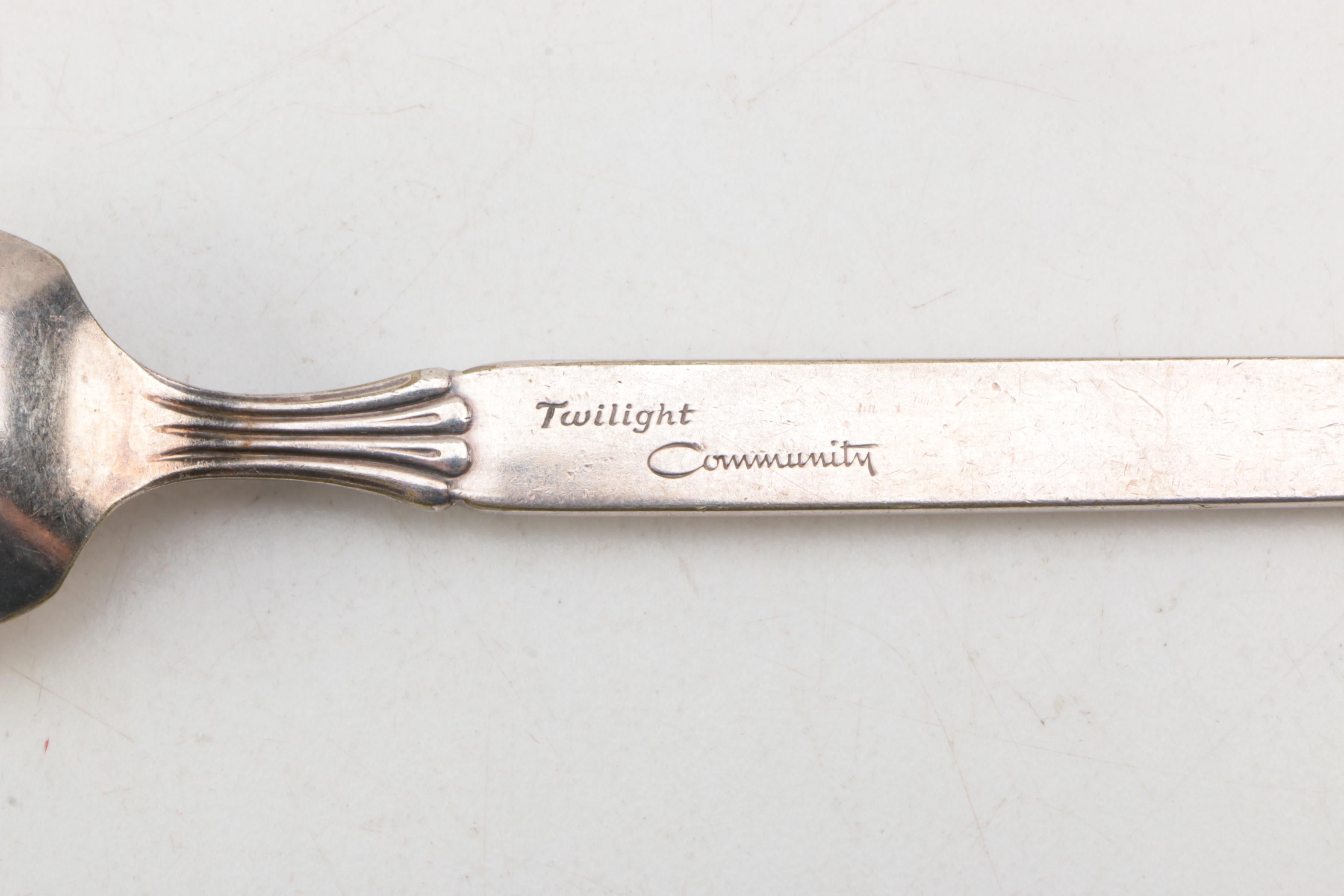 1847 Rogers "Old Colony" Silver Plate Knives with Other Silver Plate Flatware