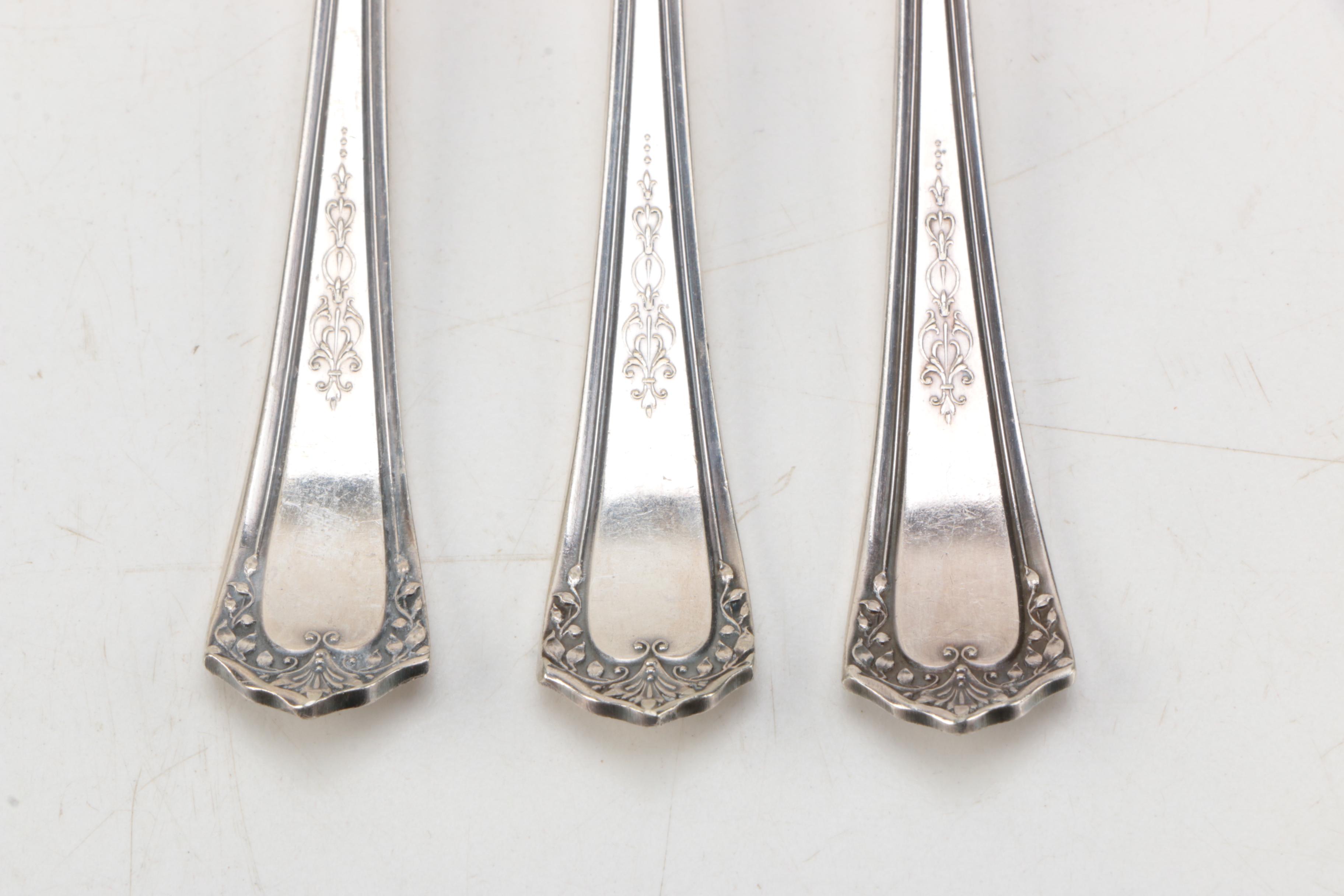 1847 Rogers "Old Colony" Silver Plate Knives with Other Silver Plate Flatware