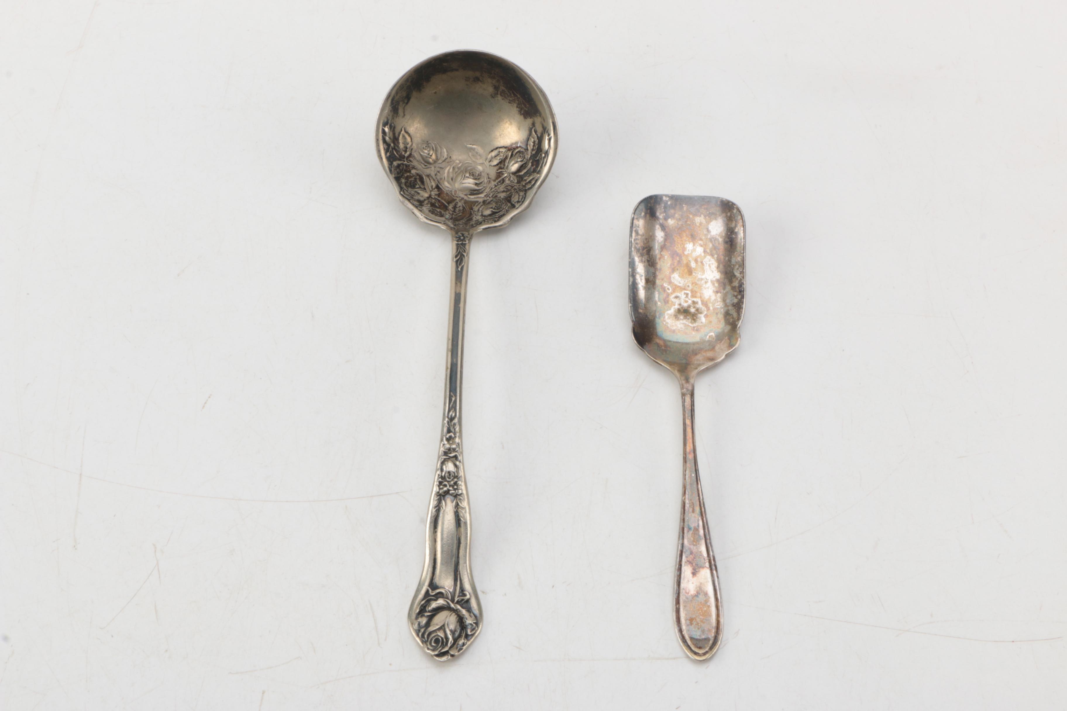 1847 Rogers "Old Colony" Silver Plate Knives with Other Silver Plate Flatware