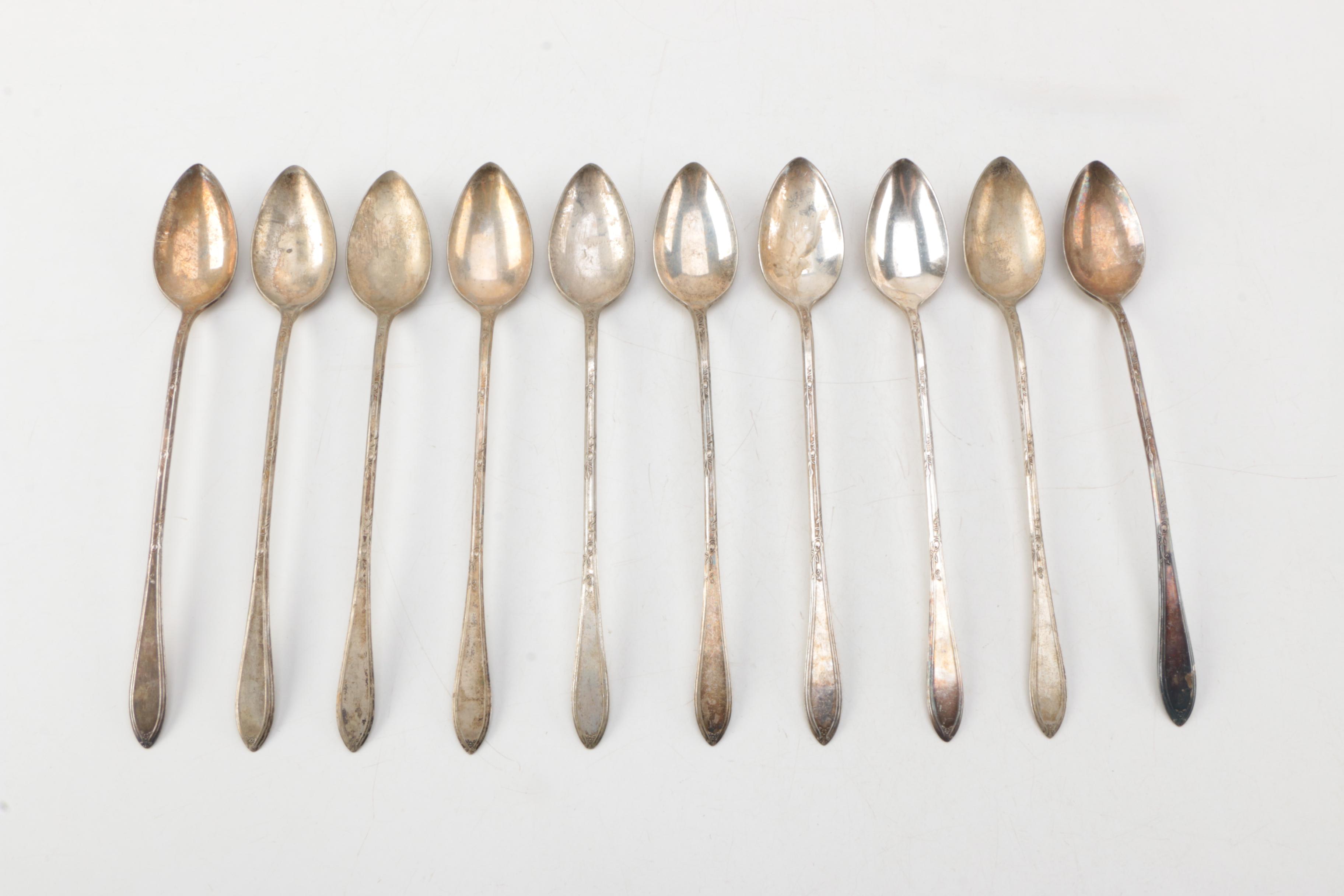 Collection of Silver Plate Iced Tea Spoons by New England Manufacturers