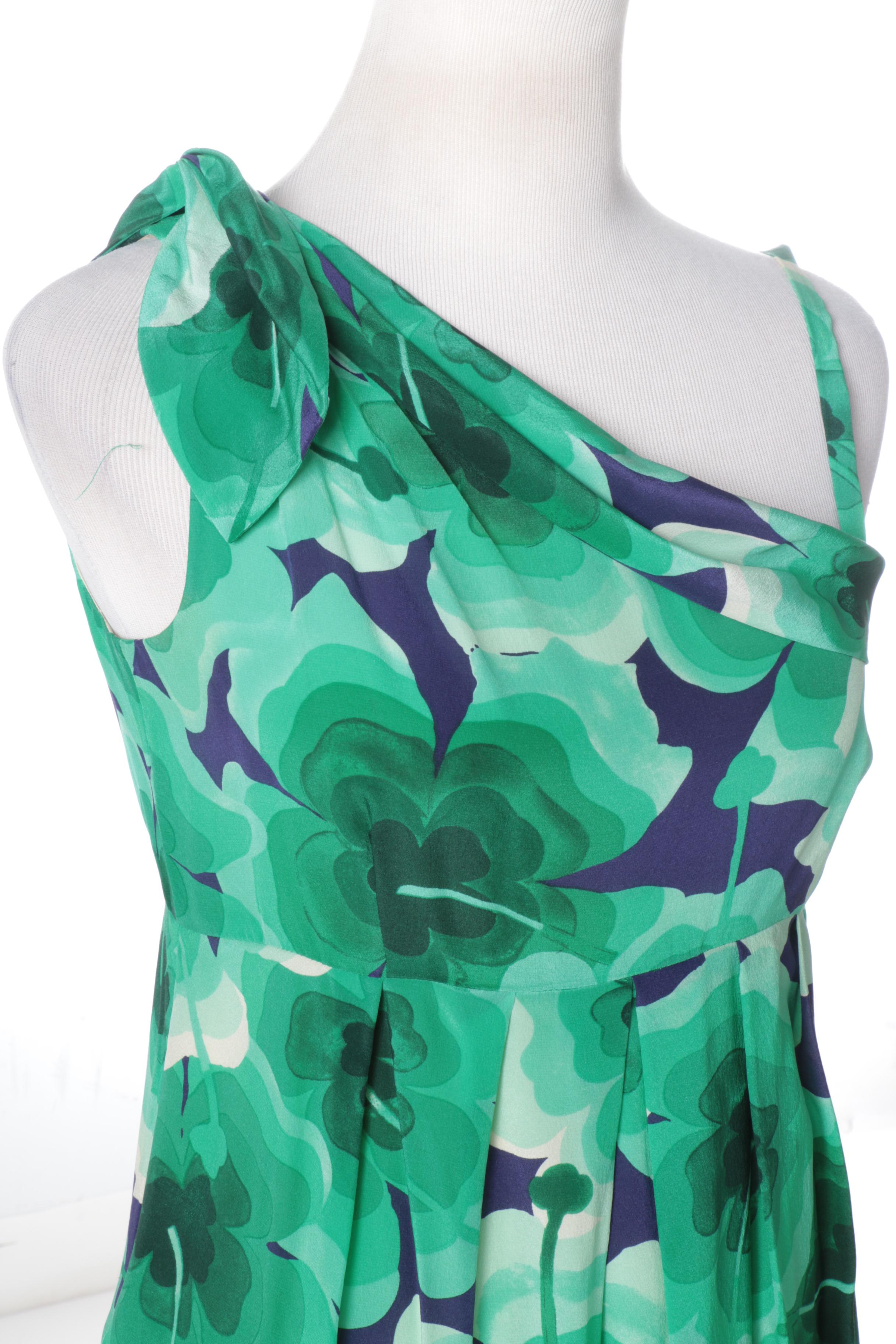 Love Moschino Asymmetrical Shoulder Silk Dress