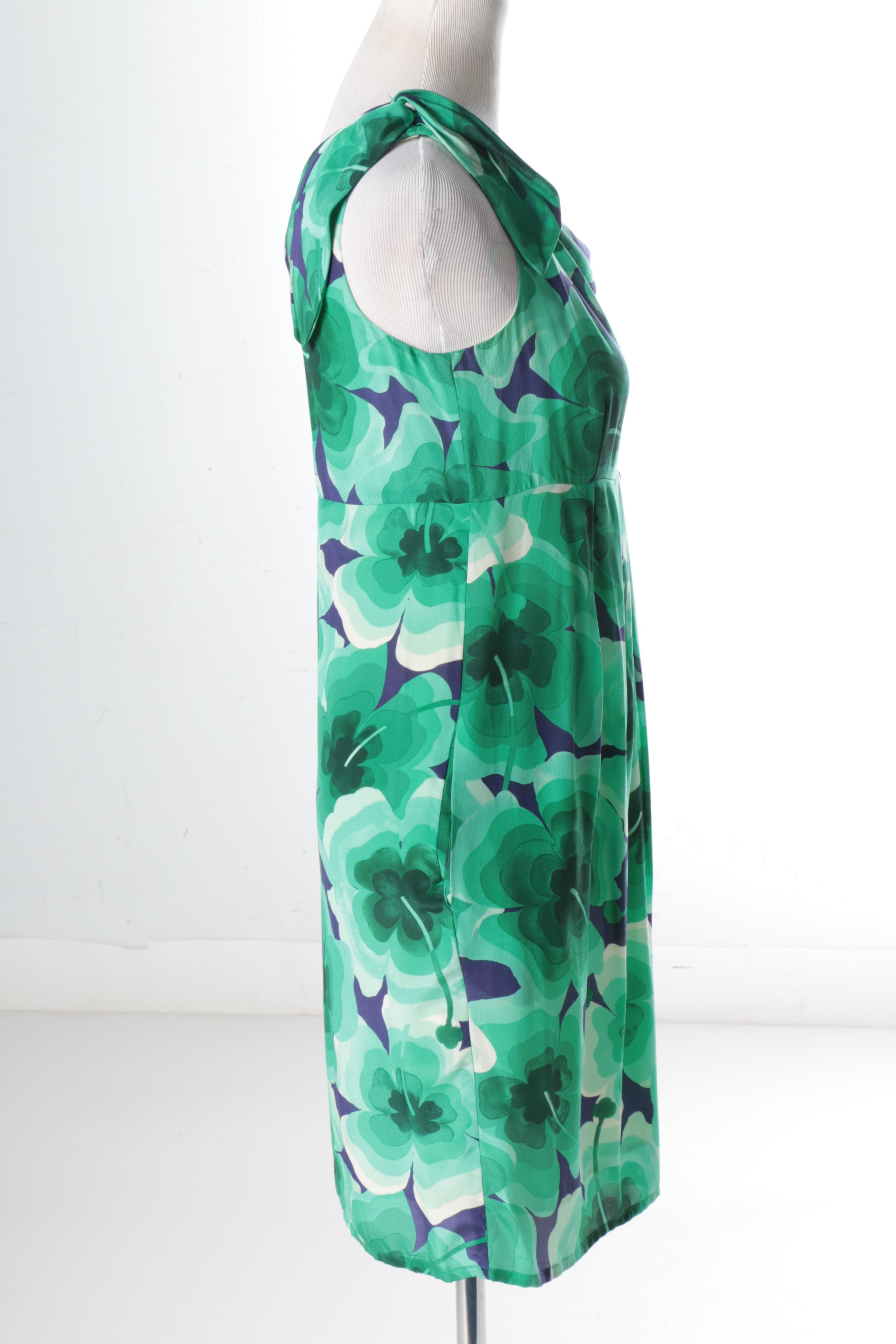 Love Moschino Asymmetrical Shoulder Silk Dress