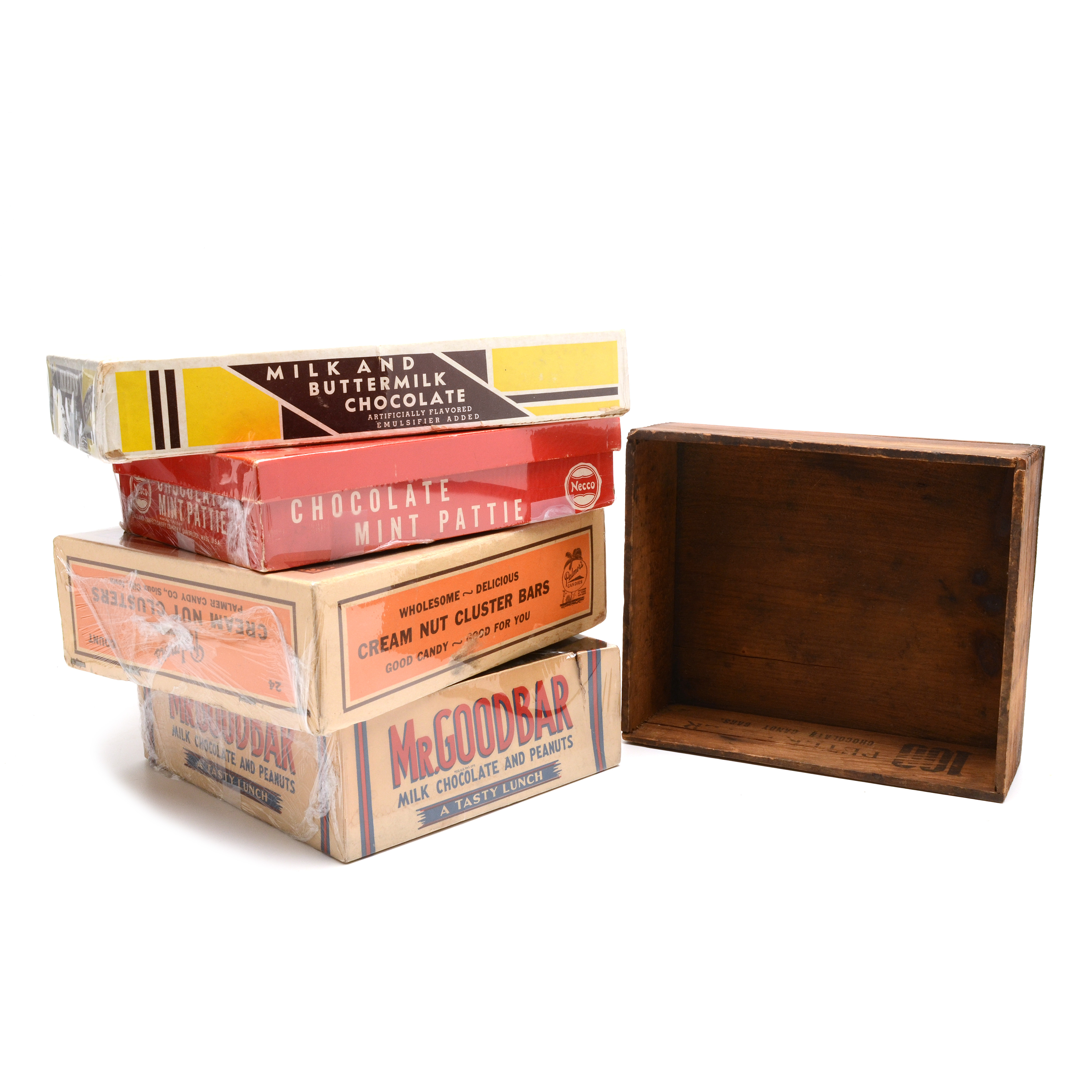 Five Vintage Empty Candy Bar Boxes