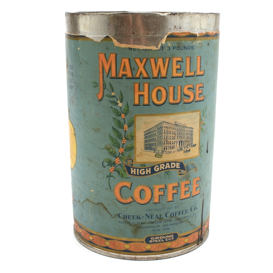 1921 Maxwell House Coffee Tin