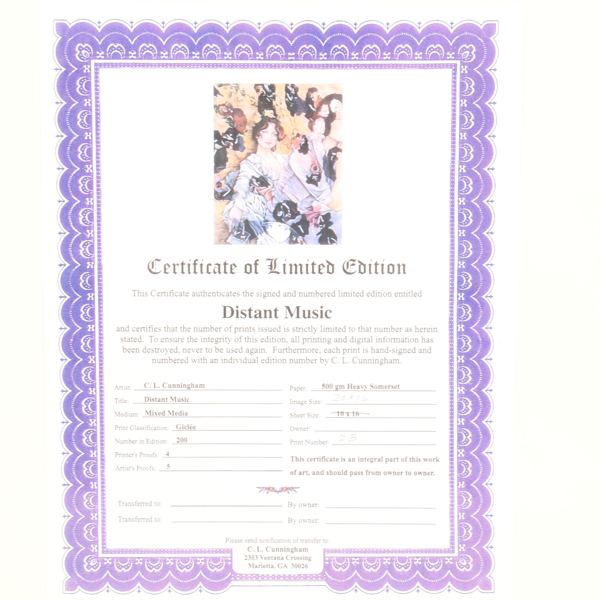 C.L. Cunningham Limited Edition Giclee on Paper "Distant Music"