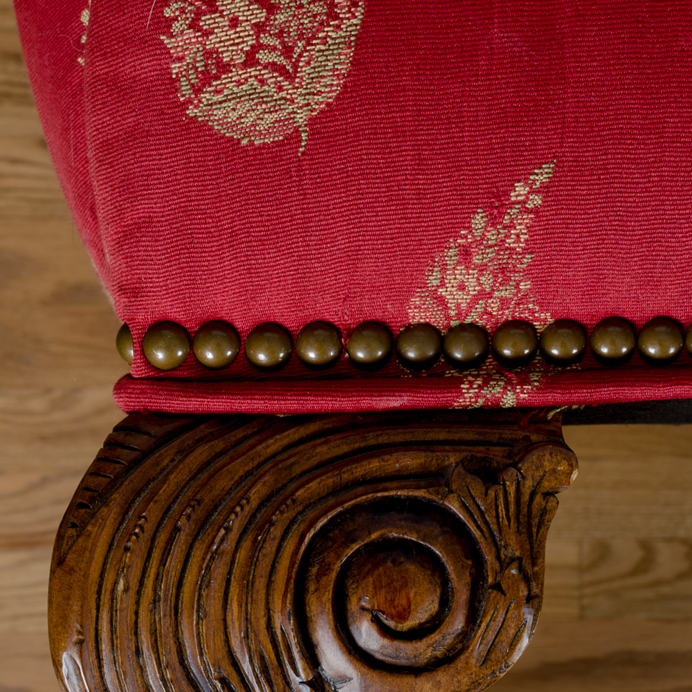 Chippendale Style Upholstered Wingback Chair by Ethan Allen