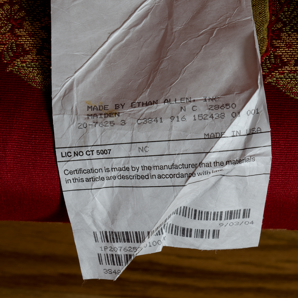 Chippendale Style Upholstered Wingback Chair by Ethan Allen