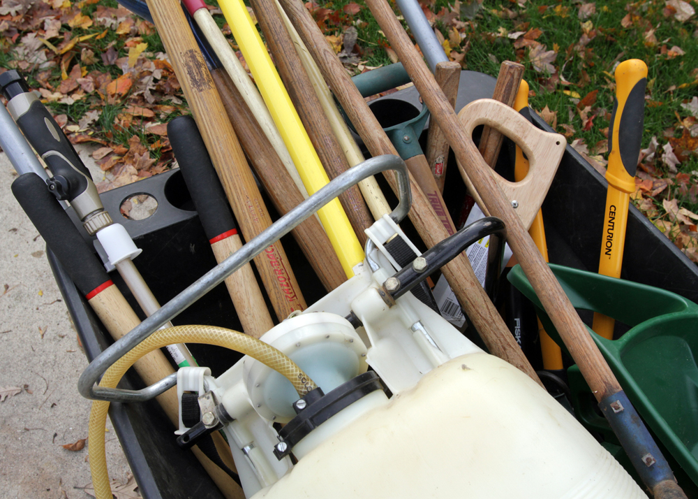 Yard Tool Assortment and Majik Wheelbarrow