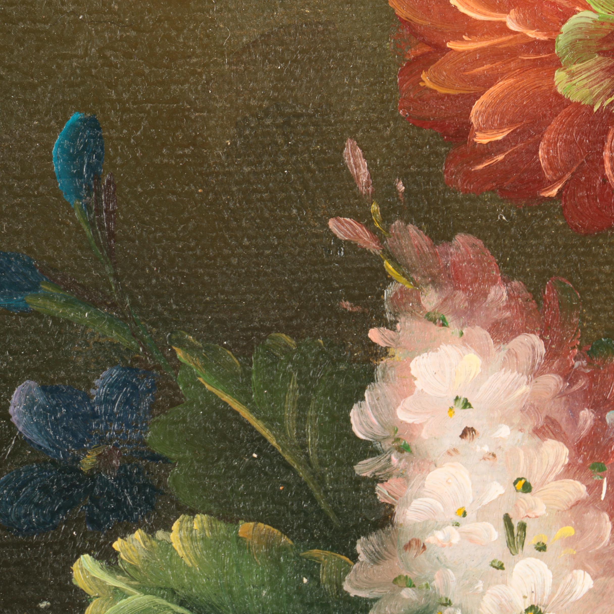 A. Hampton Oil Painting on Canvas of a Floral Still Life