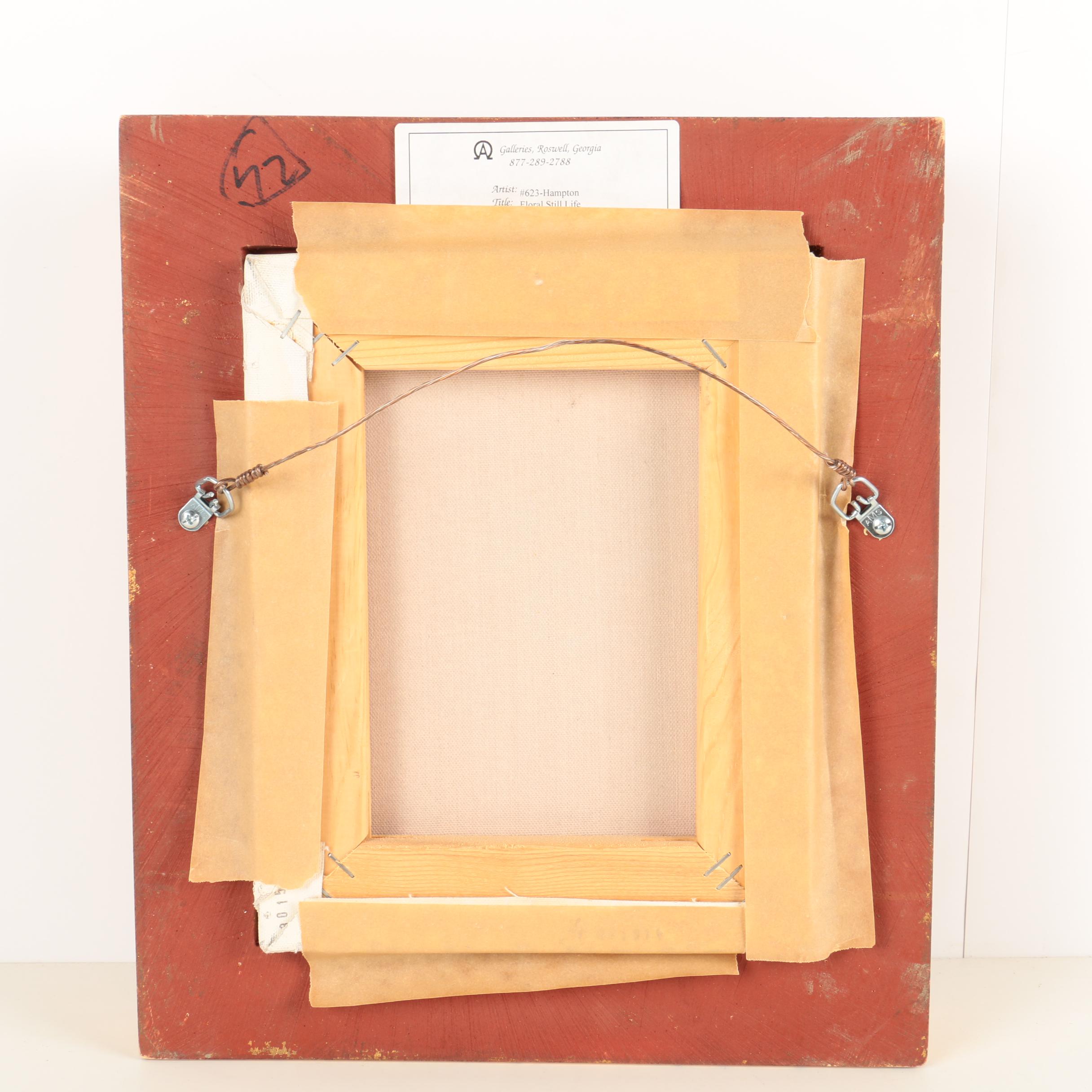 A. Hampton Oil Painting on Canvas of a Floral Still Life