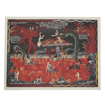Michael Finster Offset Lithograph on Paper "The Lake of Hellfire and Brimstone" Michael Finster Offset Lithograph on Paper "The Lake of Hellfire and Brimstone"