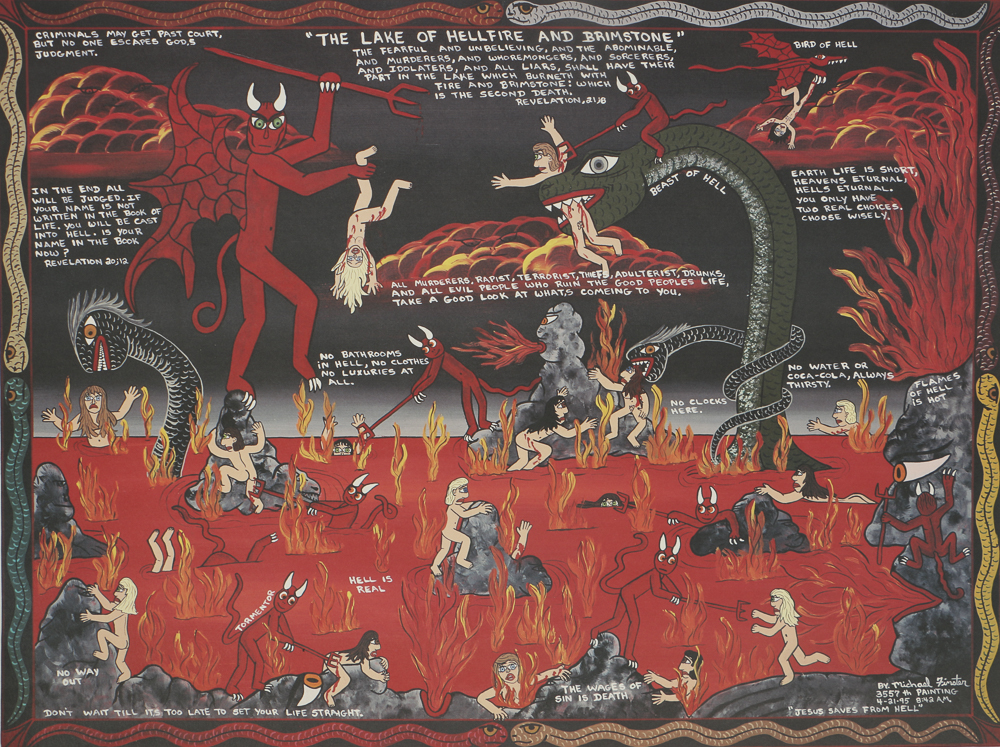 Michael Finster Offset Lithograph on Paper "The Lake of Hellfire and Brimstone"