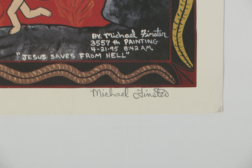 Michael Finster Offset Lithograph on Paper "The Lake of Hellfire and Brimstone"