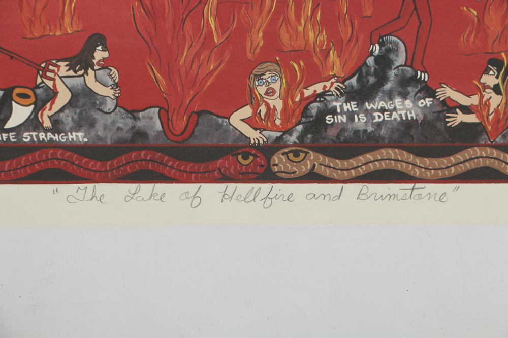 Michael Finster Offset Lithograph on Paper "The Lake of Hellfire and Brimstone"