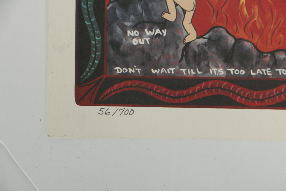 Michael Finster Offset Lithograph on Paper "The Lake of Hellfire and Brimstone"