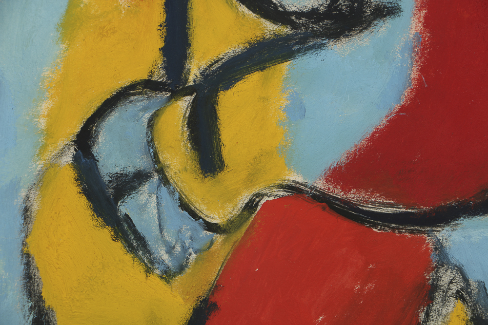 W. Glen Davis Abstract Gouache Painting on Paper of a Clown