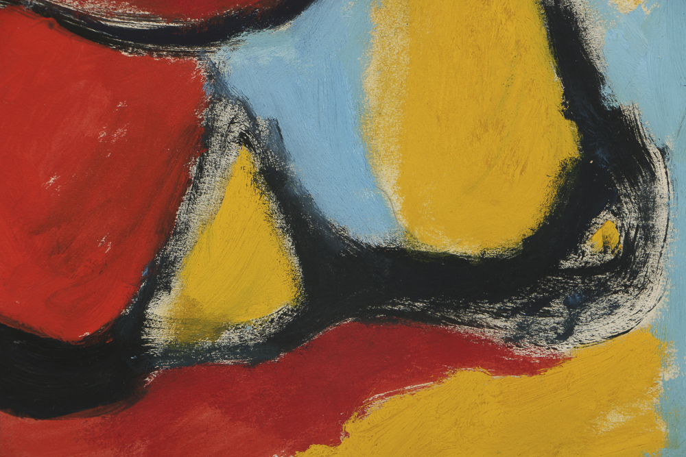 W. Glen Davis Abstract Gouache Painting on Paper of a Clown